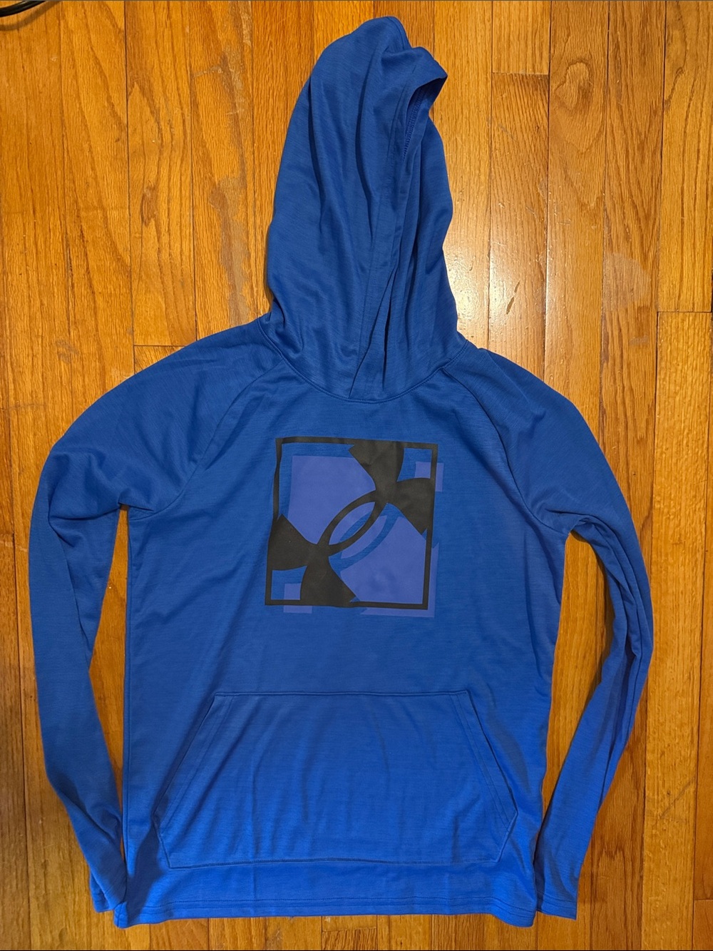 Under Armour Blue Hooded Pullover Sweatshirt with Black Logo